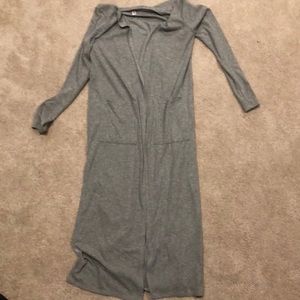 Grey long cardigan with pockets